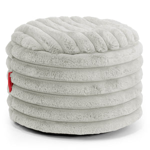 Small Round Footstool - Ultra Plush Cord Sage Green