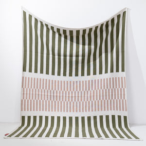 Throw / Blanket - Cotton Blend Stripe Green