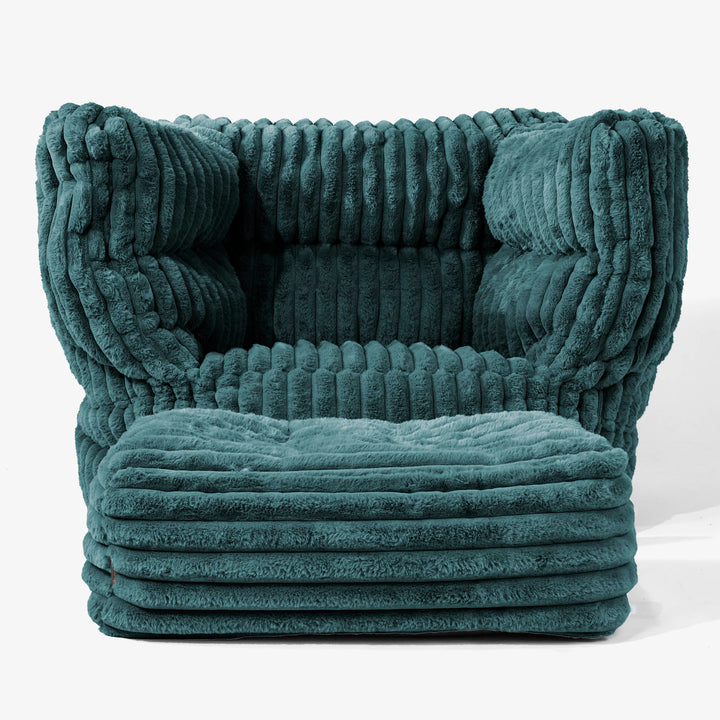 Albert Bean Bag Armchair 2.0 - Ultra Plush Cord Teal 02