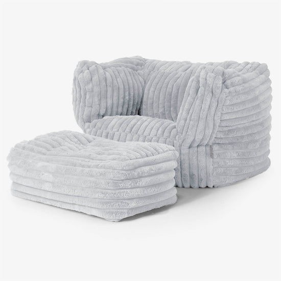 Albert Bean Bag Armchair - Ultra Plush Cord Duck Egg Blue 02