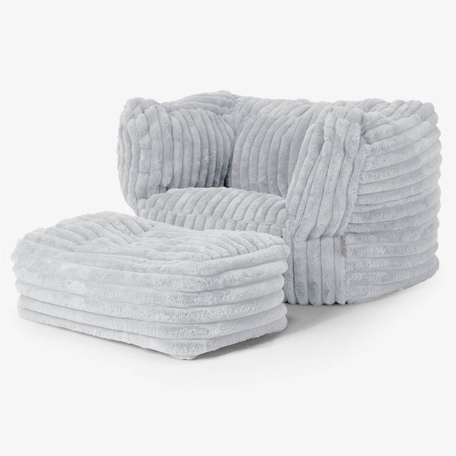 Albert Bean Bag Armchair - Ultra Plush Cord Duck Egg Blue 02