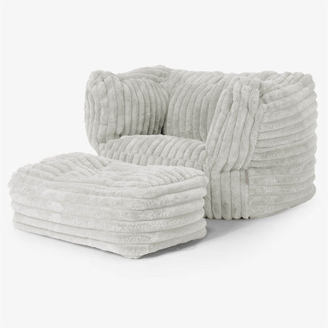 Albert Bean Bag Armchair - Ultra Plush Cord Sage Green 02