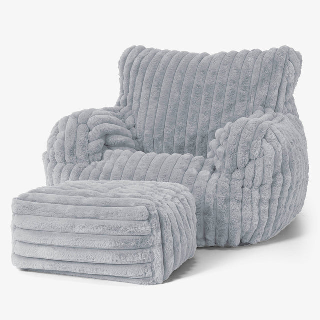 Josephine Bean Bag Armchair - Ultra Plush Cord Duck Egg Blue 02