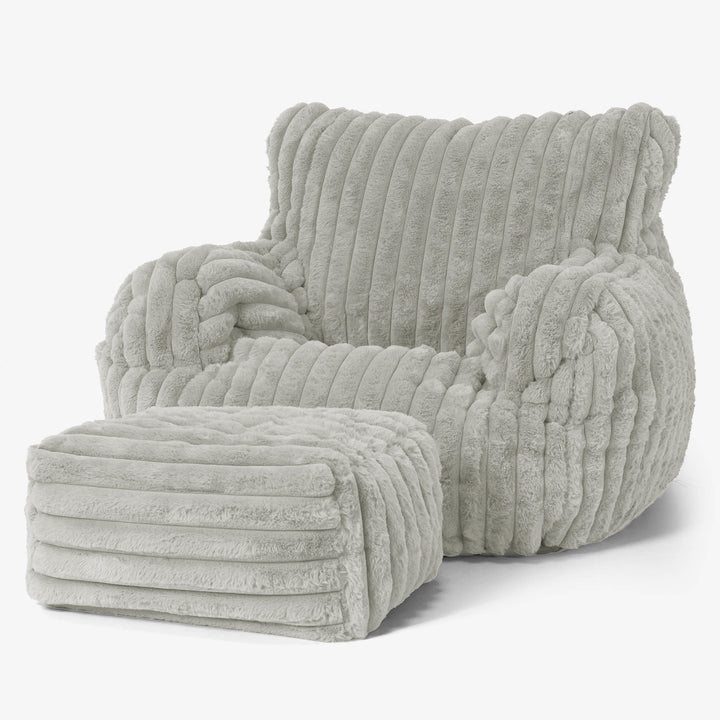 Josephine Bean Bag Armchair - Ultra Plush Cord Sage Green 02