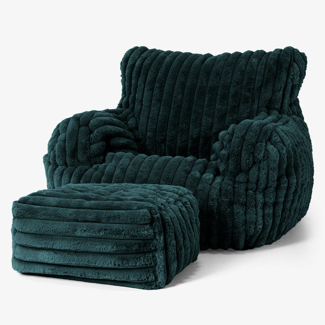 Josephine Bean Bag Armchair - Ultra Plush Cord Teal 02