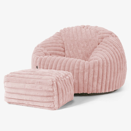 Classic Bean Bag Chair - Ultra Plush Cord Dusty Pink 02