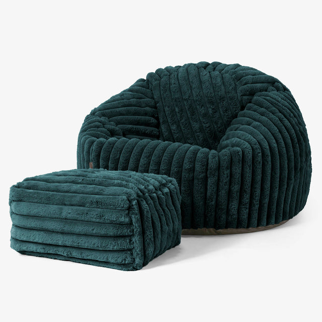 Classic Bean Bag Chair - Ultra Plush Cord Teal 02