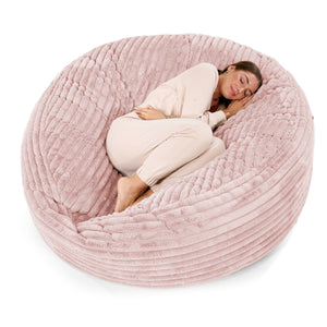 Mega Mammoth Bean Bag Sofa - Ultra Plush Cord Dusty Pink