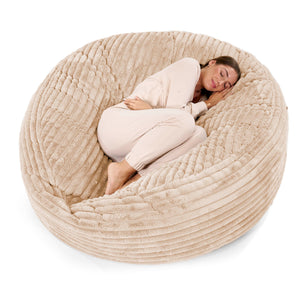 Mega Mammoth Bean Bag Sofa - Ultra Plush Cord Peach