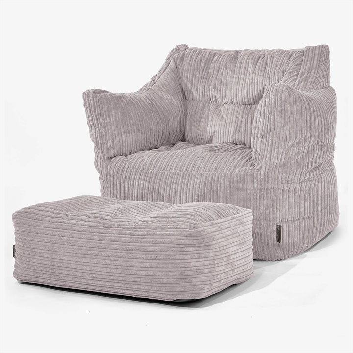 Victor Bean Bag Armchair - Cord Aluminium Silver 02