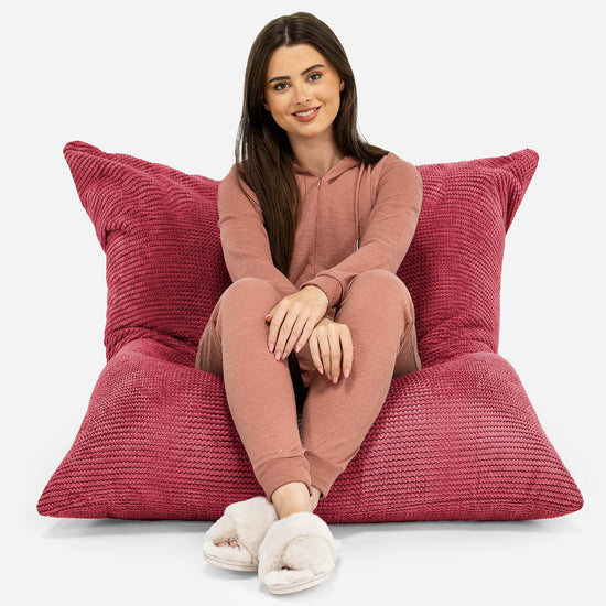XL Pillow Bean Bag - Pom Pom Pastel Red 02