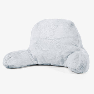 High Back Support Cuddle Cushion - Fluffy Faux Fur Rabbit Dusty Blue