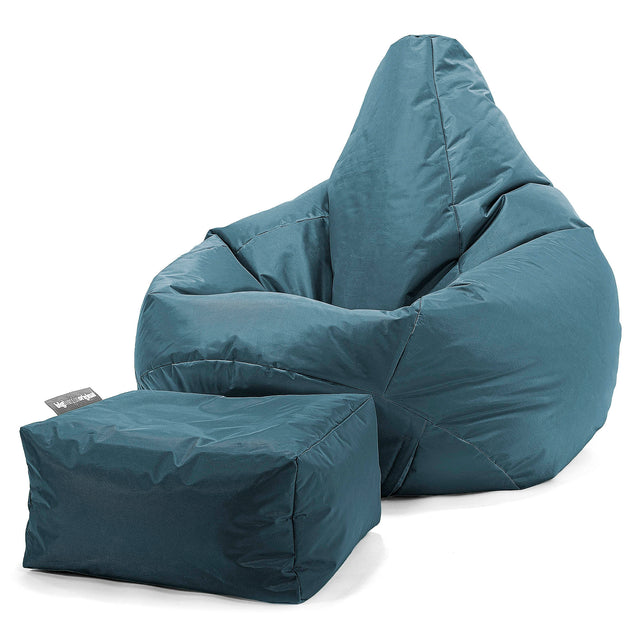 Outdoor Highback Bean Bag Chair - SmartCanvas™ Petrol Blue 02