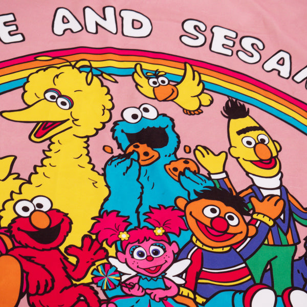 Fleece Throw / Blanket - Peace Love & Sesame Street Fabric Close-up Image