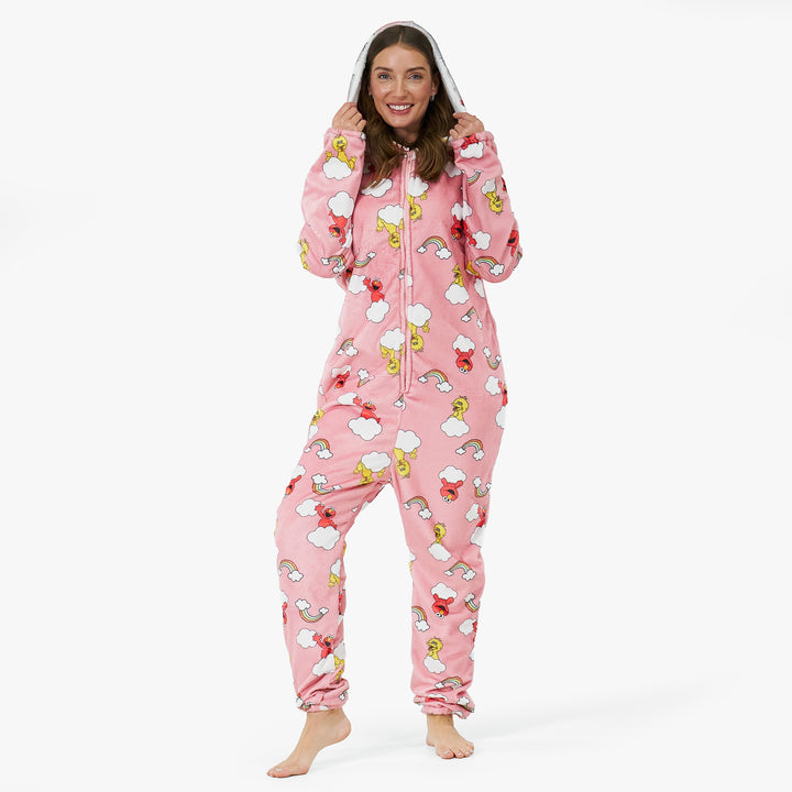 Unisex Fleece Adult Onesie - Elmo & Big Bird 01