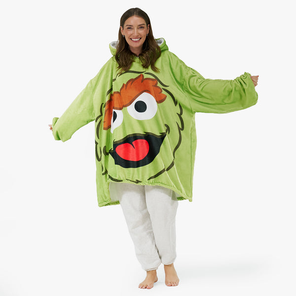 Oversized Adult Hoodie Blanket - Oscar The Grouch Fabric Close-up Image
