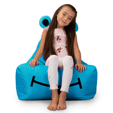 Hippo Kids' Waterproof Bean Bag Chair - SmartCanvas™ Aqua Blue 03