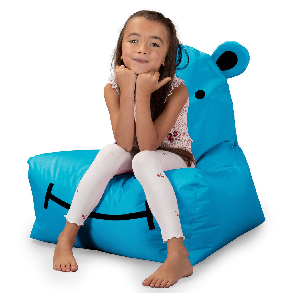 Hippo Kids' Waterproof Bean Bag Chair - SmartCanvas™ Aqua Blue 04