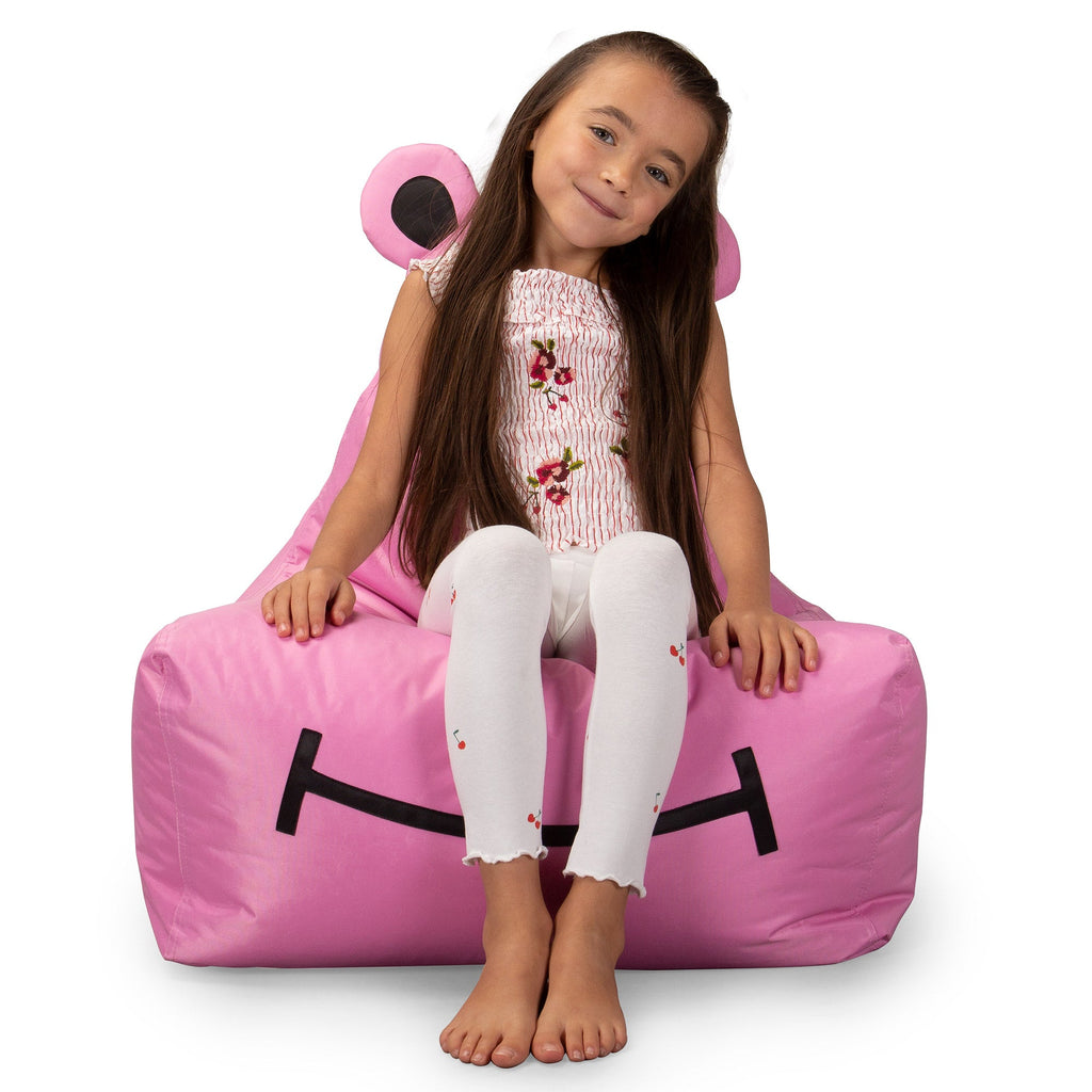 Hippo Kids' Waterproof Bean Bag Chair - SmartCanvas™ Cerise Pink 04