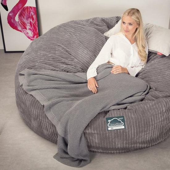 CloudSac 3000 XXL King Sized Memory Foam Beanbag Sofa - Cord Graphite Grey 04
