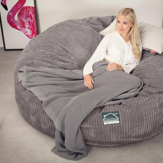 CloudSac 3000 XXL King Sized Memory Foam Beanbag Sofa - Cord Graphite Grey 04