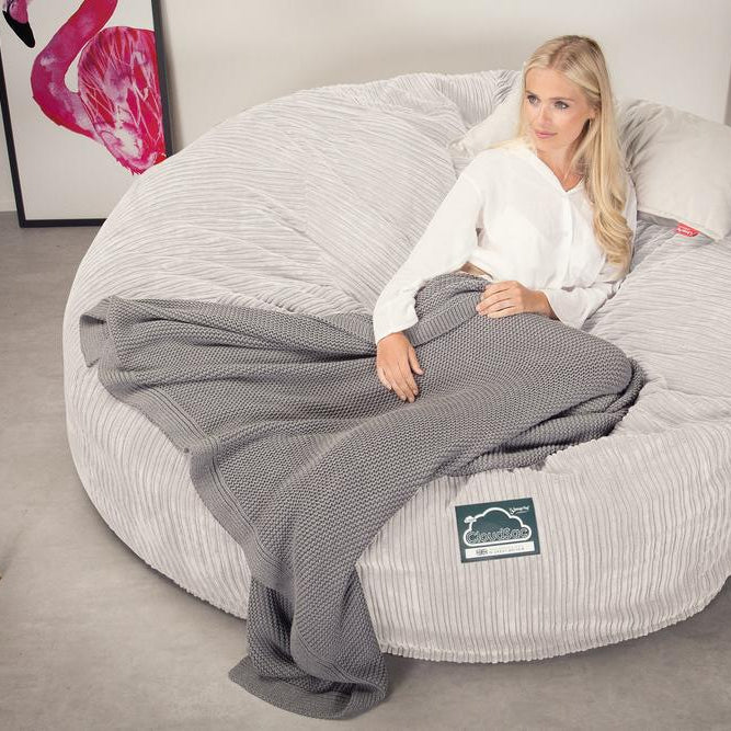 CloudSac 3000 XXL King Sized Memory Foam Beanbag Sofa - Cord Ivory 04