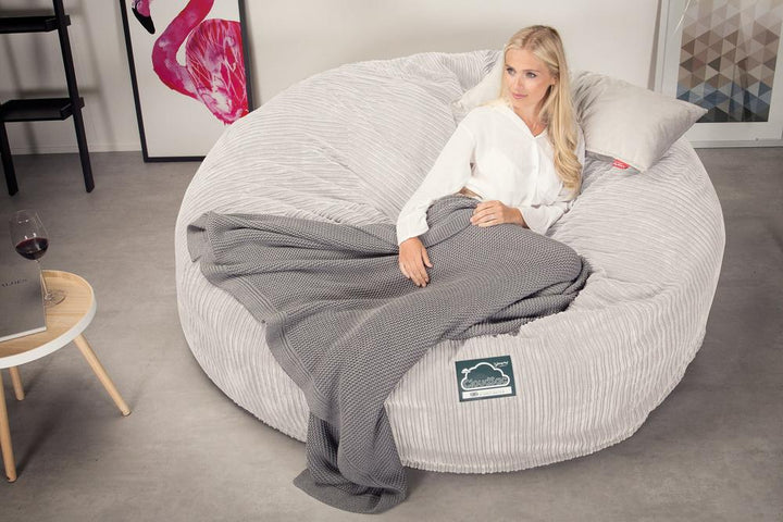 CloudSac 3000 XXL King Sized Memory Foam Beanbag Sofa - Cord Ivory 04