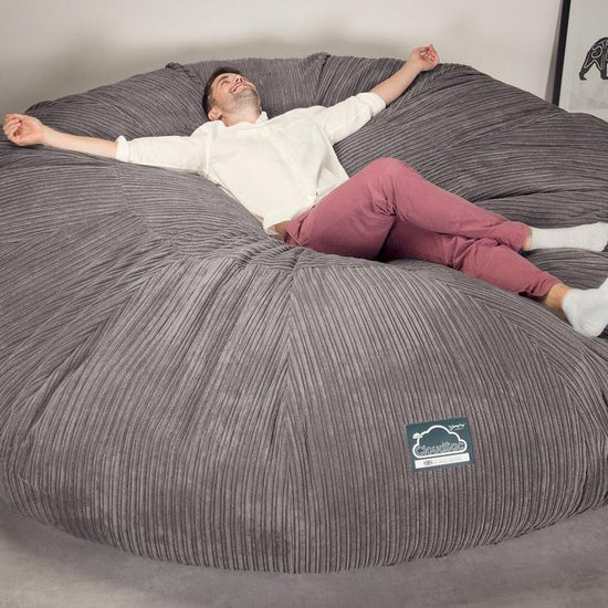 CloudSac 5000 XXXXXL Titanic Memory Foam Beanbag Sofa - Cord Graphite Grey 05
