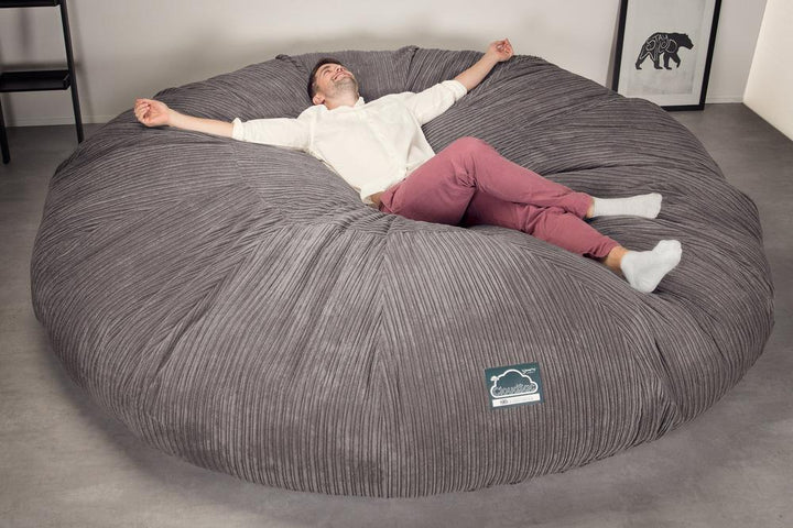 CloudSac 5000 XXXXXL Titanic Memory Foam Beanbag Sofa - Cord Graphite Grey 05