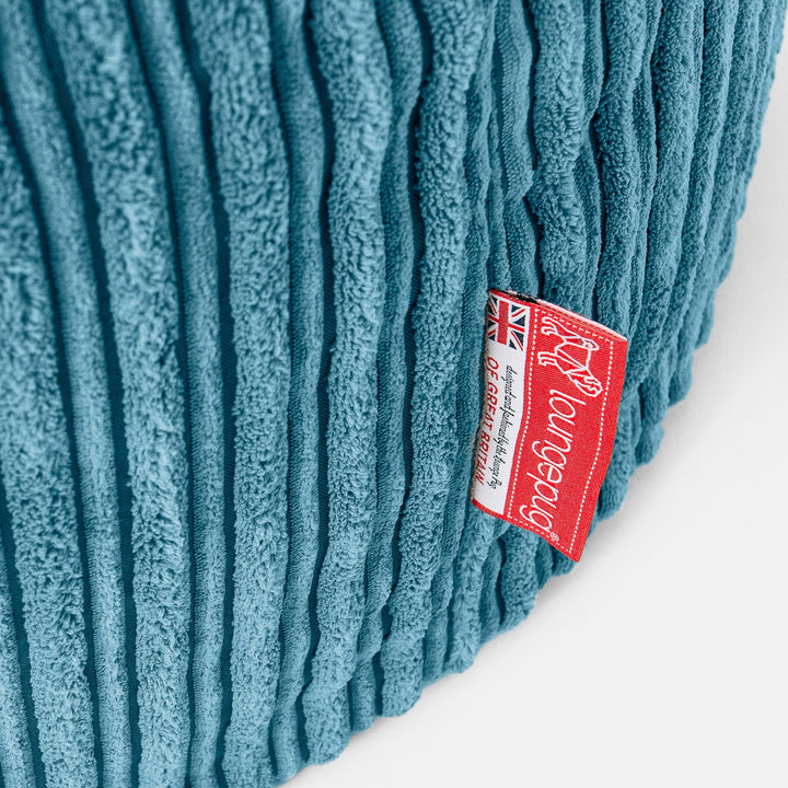 LOUNGE PUG CloudSac 250 Memory Foam Ottoman Pouf Cord Aegean Blue