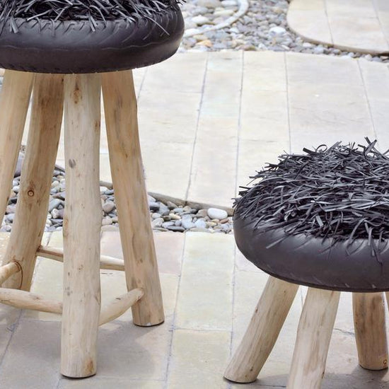 Shaggy Oriental Ottoman Footstool Pouffe Grey Small