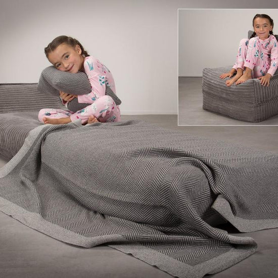 LOUNGE PUG Avery Single Futon Chair Bed Folding Sofa Bed Guest Bed Cord Graphite Grey
