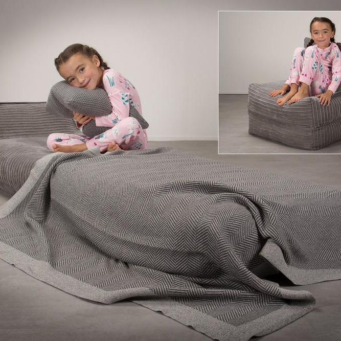 LOUNGE PUG Avery Single Futon Chair Bed Folding Sofa Bed Guest Bed Cord Graphite Grey