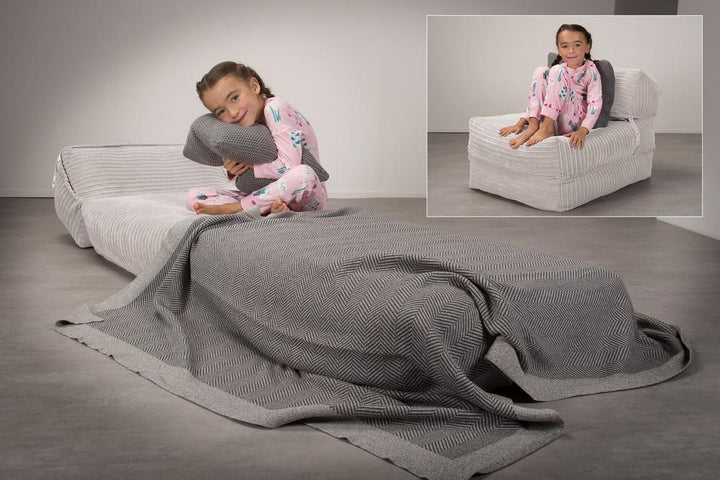 LOUNGE PUG Avery Single Futon Chair Bed Folding Sofa Bed Guest Bed Cord Ivory