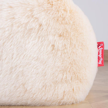 LOUNGE PUG Large Fluffy FAUX FUR Bean Bag For Adults MAMMOTH GIANT Beanbag UK White
