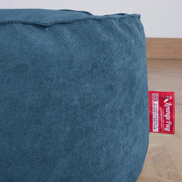 LOUNGE PUG FLOCK Bean Bag Footstool Large Aegean Blue (Size 25cm H x 40cm D x 70cm Wide)