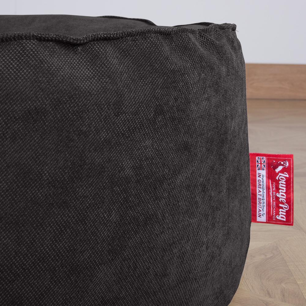 LOUNGE PUG FLOCK Bean Bag Footstool Large Graphite (Size 25cm H x 40cm D x 70cm Wide)