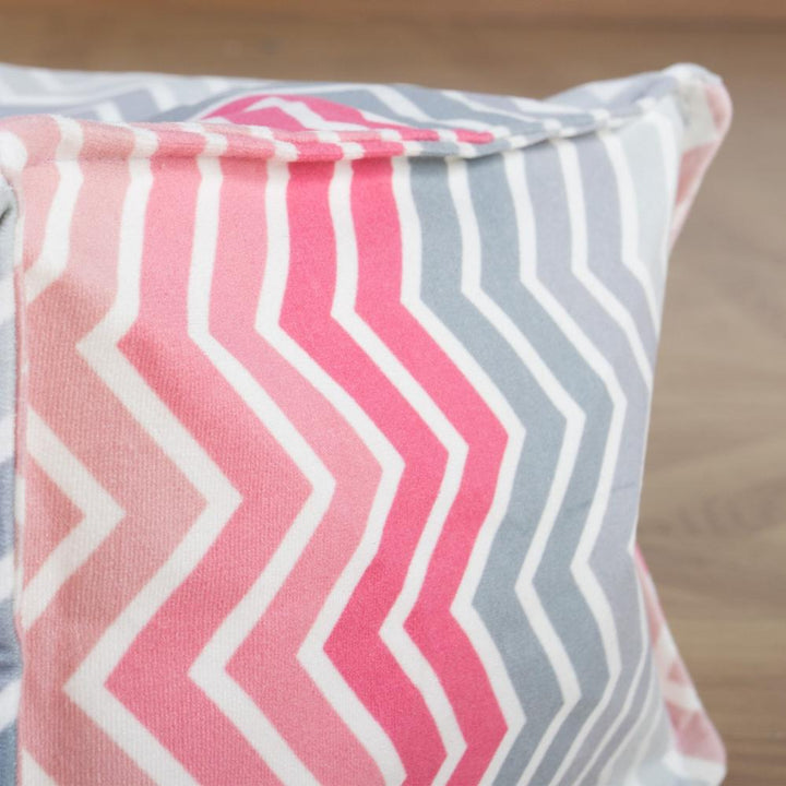LOUNGE PUG Print Chevron Bean Bag Footstool Small PINK (Size 20cm H x 35cm D x 45cm Wide)