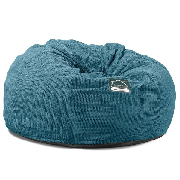 LOUNGE PUG Jumbo Memory Foam Bean Bag Sofa XXL Giant Beanbag Love Seat Pom Pom Aegean Blue CloudSac 1010