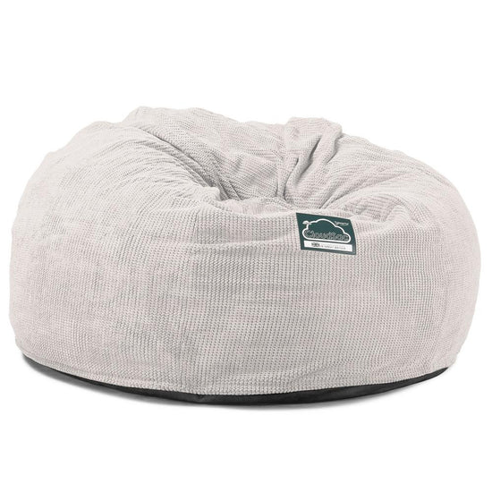 LOUNGE PUG Jumbo Memory Foam Bean Bag Sofa XXL Giant Beanbag Love Seat Pom Pom Ivory CloudSac 1010