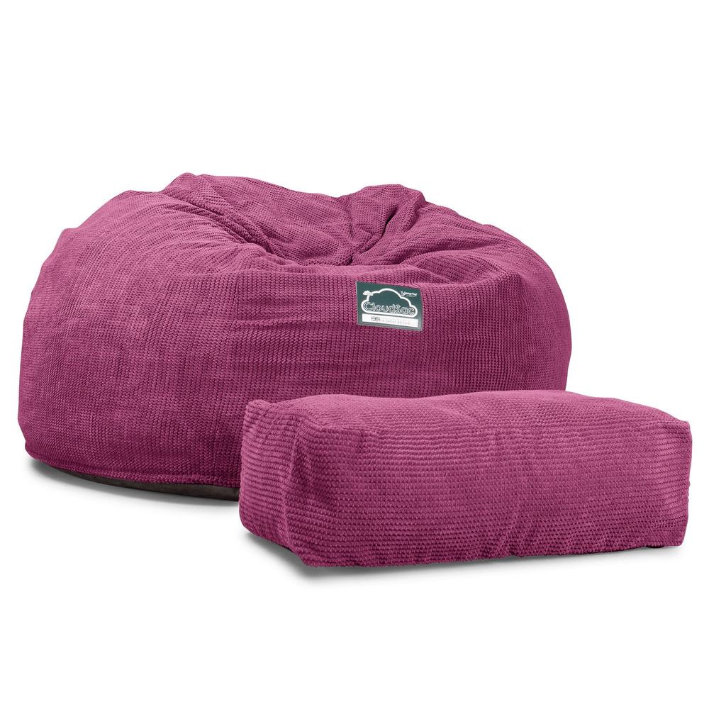 LOUNGE PUG Jumbo Memory Foam Bean Bag Sofa XXL Giant Beanbag Love Seat Pom Pom Pink CloudSac 1010