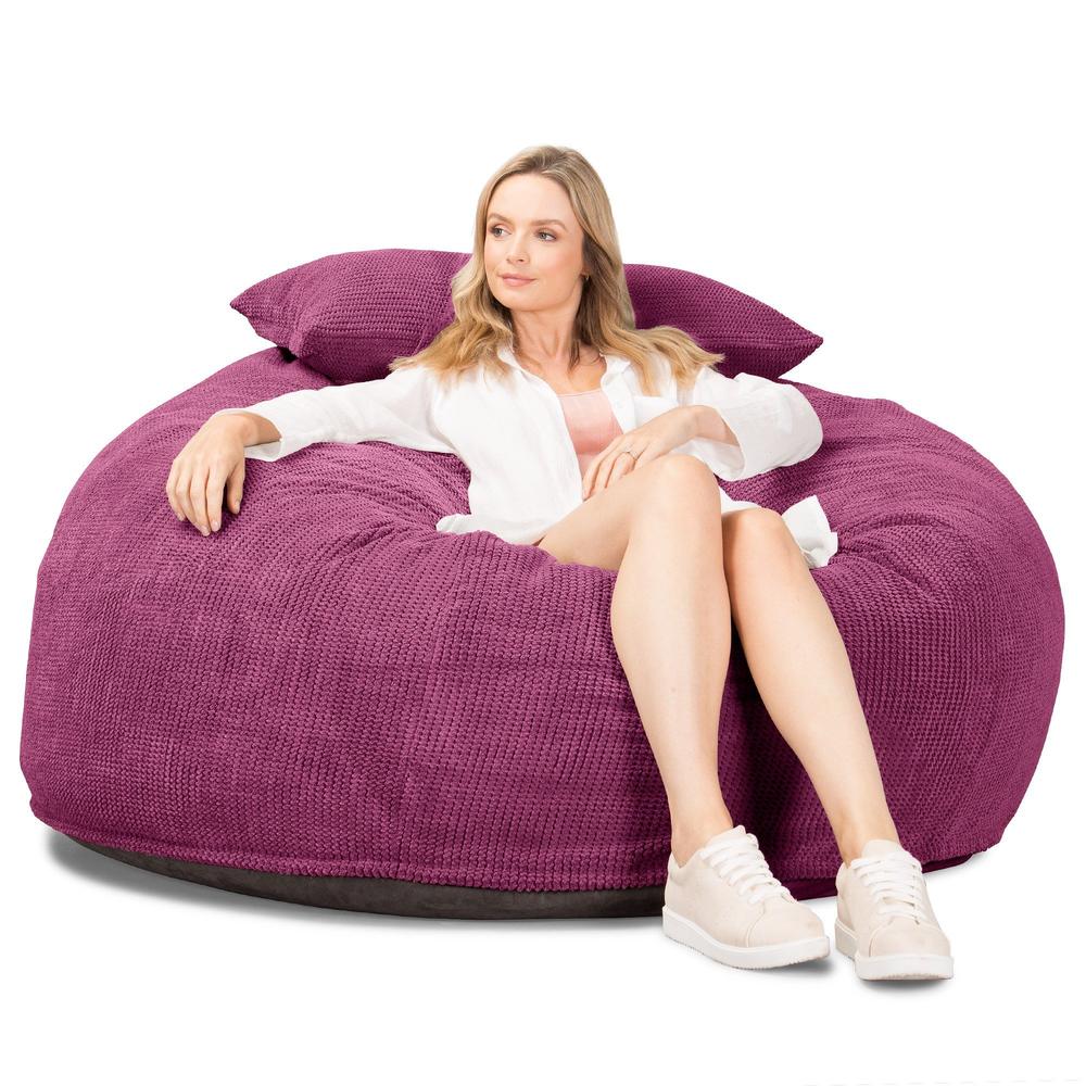 LOUNGE PUG Jumbo Memory Foam Bean Bag Sofa XXL Giant Beanbag Love Seat Pom Pom Pink CloudSac 1010