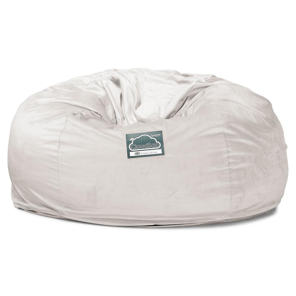LOUNGE PUG Jumbo Memory Foam Bean Bag Sofa XXL Giant Beanbag Love Seat Velvet Silver CloudSac 1010