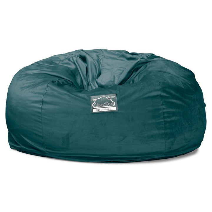 LOUNGE PUG Jumbo Memory Foam Bean Bag Sofa XXL Giant Beanbag Love Seat Velvet Teal Blue CloudSac 1010