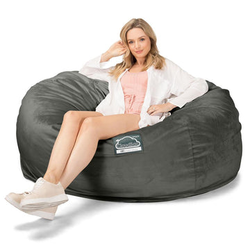 LOUNGE PUG Jumbo Memory Foam Bean Bag Sofa XXL Giant Beanbag Love Seat Velvet Graphite Grey CloudSac 1010