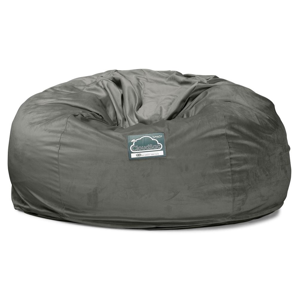 LOUNGE PUG Jumbo Memory Foam Bean Bag Sofa XXL Giant Beanbag Love Seat Velvet Graphite Grey CloudSac 1010