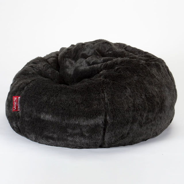 CloudSac Kids' Memory Foam Giant Children's Bean Bag 2-12 yr - Faux Fur Sheepskin Black 01