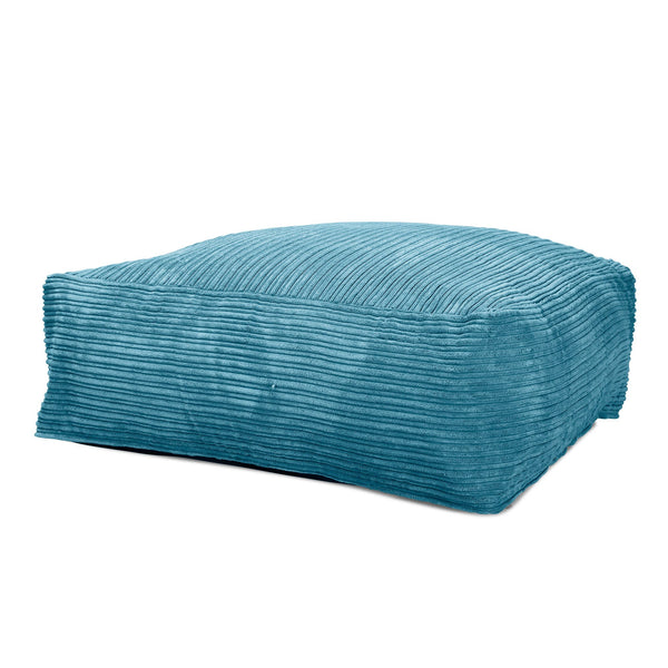 LOUNGE PUG CloudSac 250 Memory Foam Ottoman Pouf Cord Aegean Blue