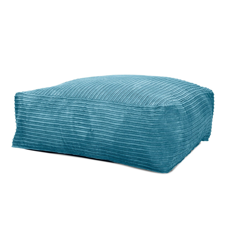 LOUNGE PUG CloudSac 250 Memory Foam Ottoman Pouf Cord Aegean Blue