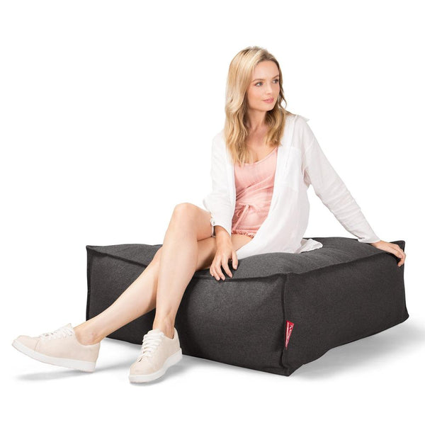 LOUNGE PUG CloudSac 250 Memory Foam Ottoman Pouf Interalli Wool Grey